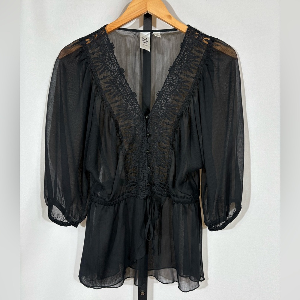 Marc Bouwer Black Lace Top Size XS